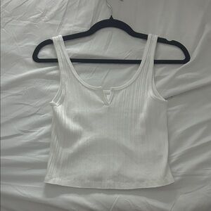 Aerie White Ribbed Tank Top